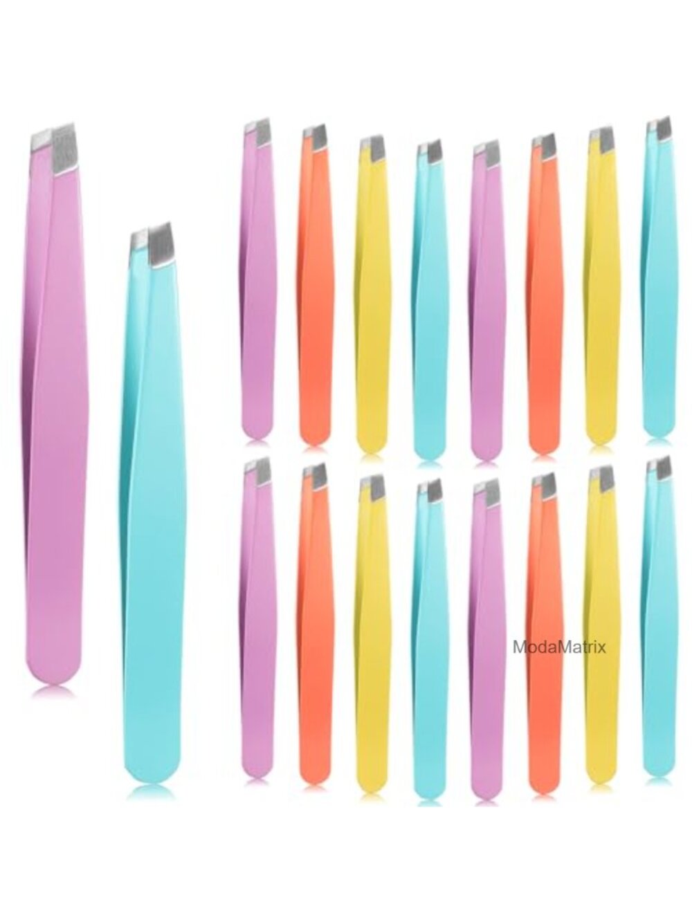16pc Slanted Eyebrow Tweezers Stainless Steel Precision Hair Removal